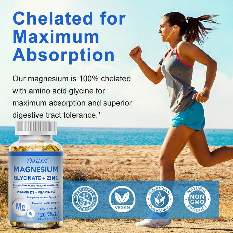 Magnésium & Zinc — Glycinate, Soutien Musculaire et Nerveux