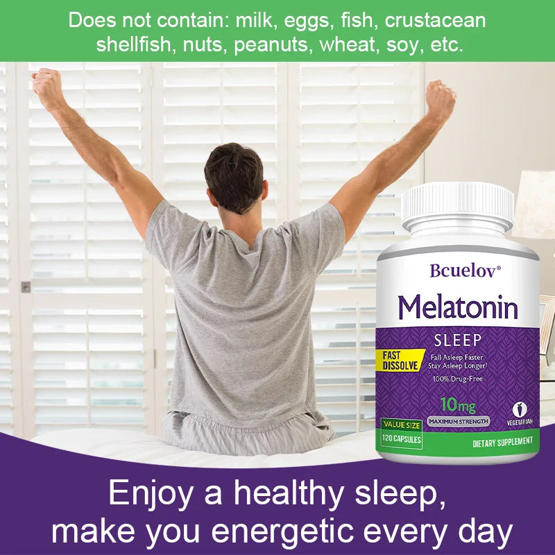 Mélatonine 10 mg — Aide Naturelle au Sommeil, Absorption Rapide