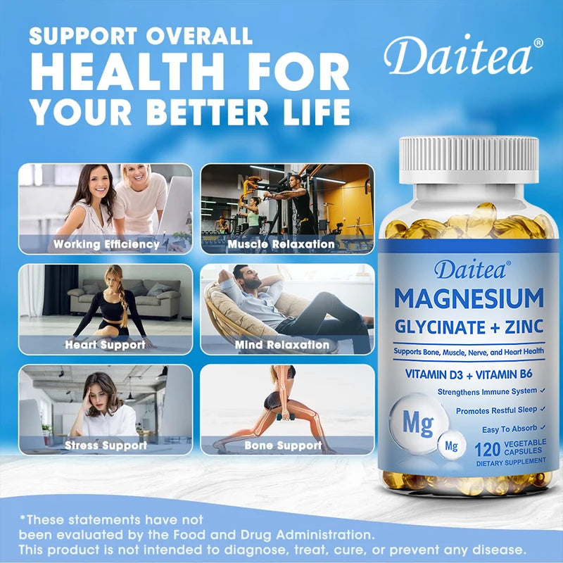 Magnésium & Zinc — Glycinate, Soutien Musculaire et Nerveux