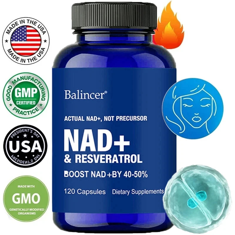 NAD+ Boost — Resvératrol & Vitamine B3, Soutien Cellulaire