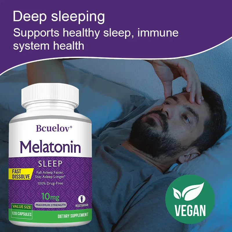 Mélatonine 10 mg — Aide Naturelle au Sommeil, Absorption Rapide