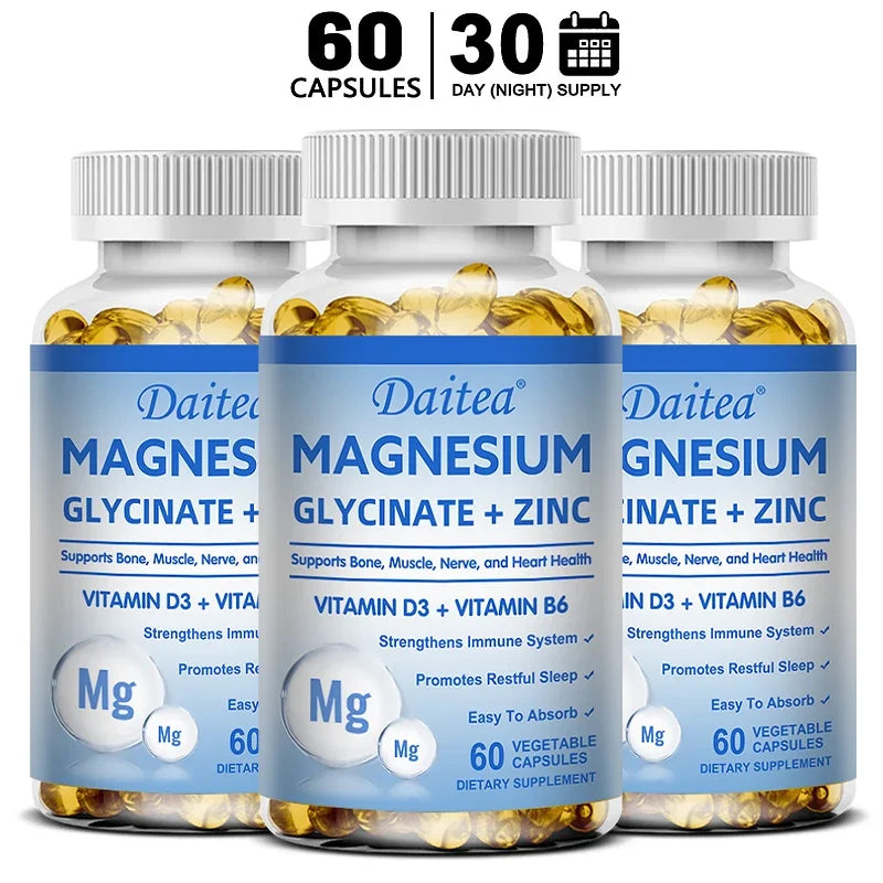 Magnésium & Zinc — Glycinate, Soutien Musculaire et Nerveux