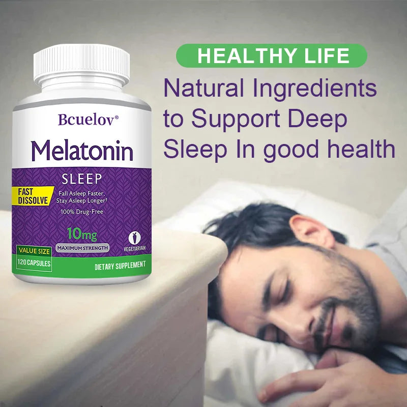 Mélatonine 10 mg — Aide Naturelle au Sommeil, Absorption Rapide