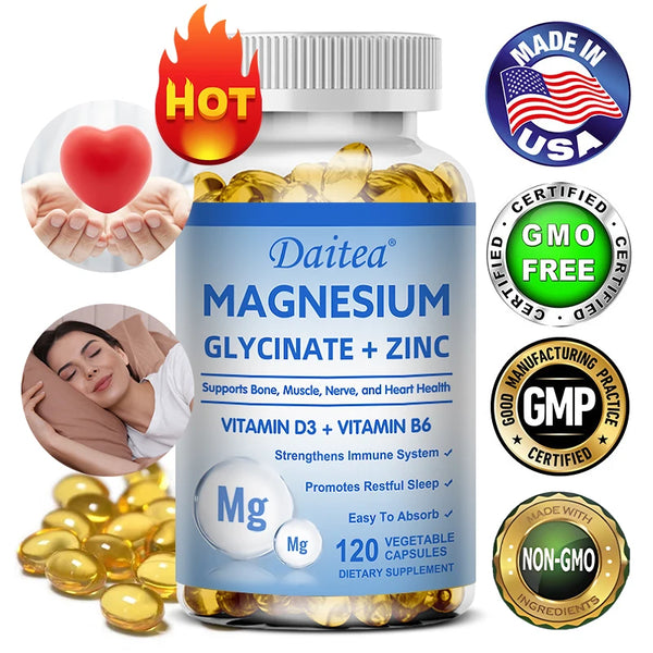 Magnésium & Zinc — Glycinate, Soutien Musculaire et Nerveux