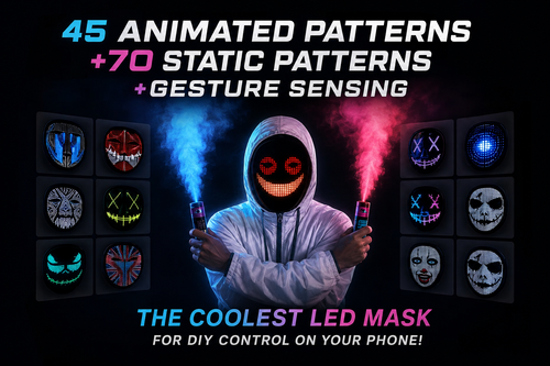 Masque LED Halloween Programmable — Visage Animé Bluetooth